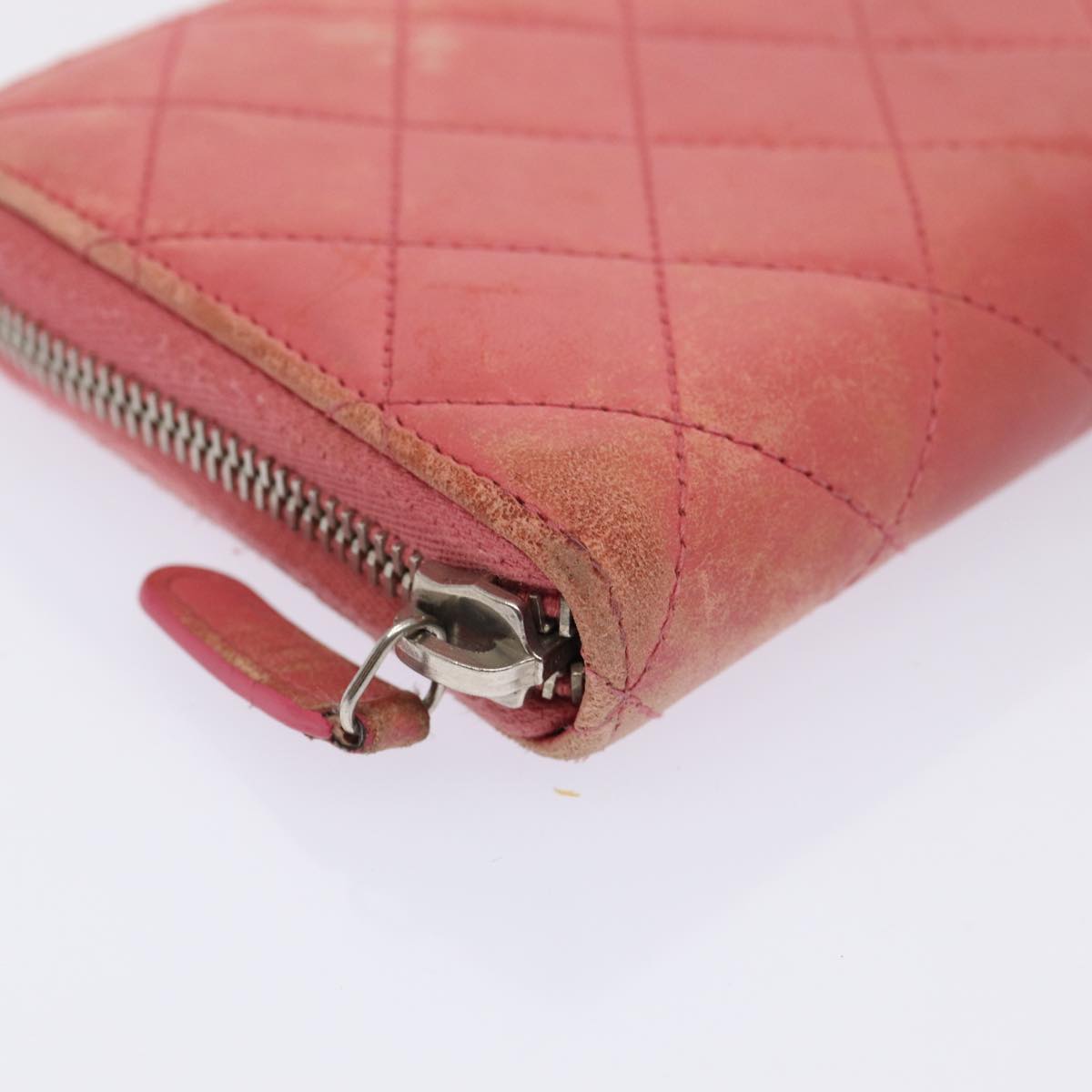 Top Quality Chanel Matelasse Long Wallet Lamb Skin Pink CC Auth 79765