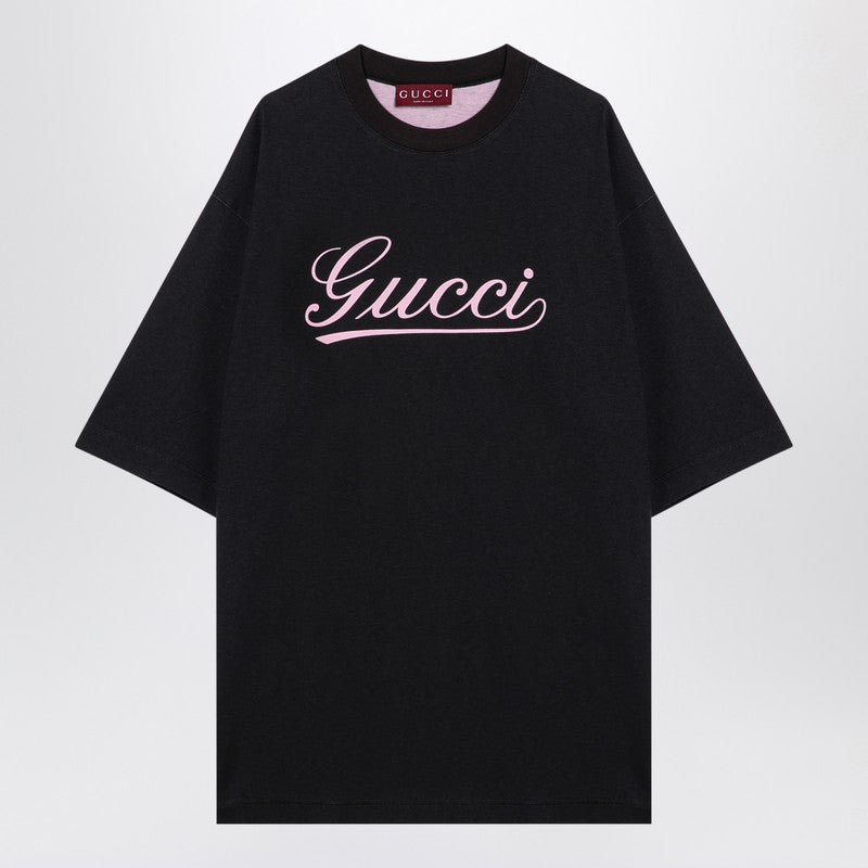 Gucci Oversized Black Cotton T-Shirt With Logo Men