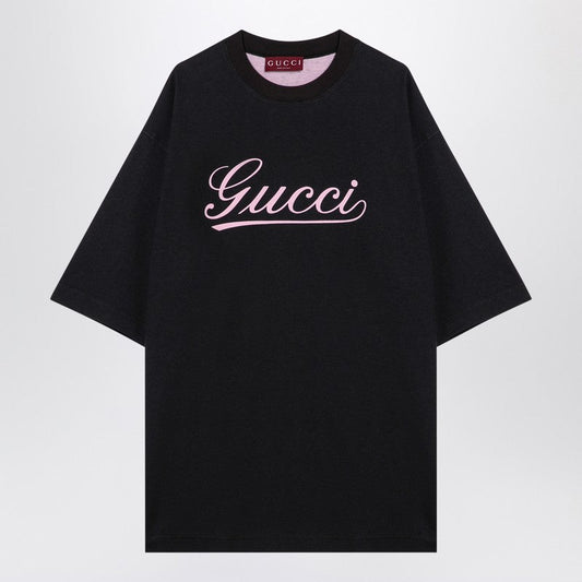 Gucci Oversized Black Cotton T-Shirt With Logo Men