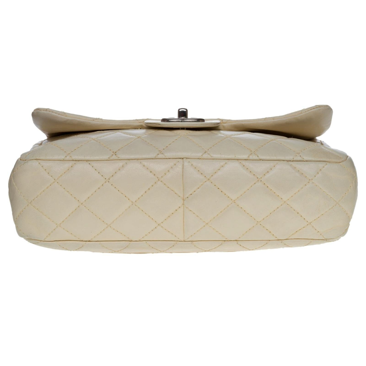 CHANEL Timeless/Classique Jumbo Flap bag handbag in ecru quilted lambskin, SHW