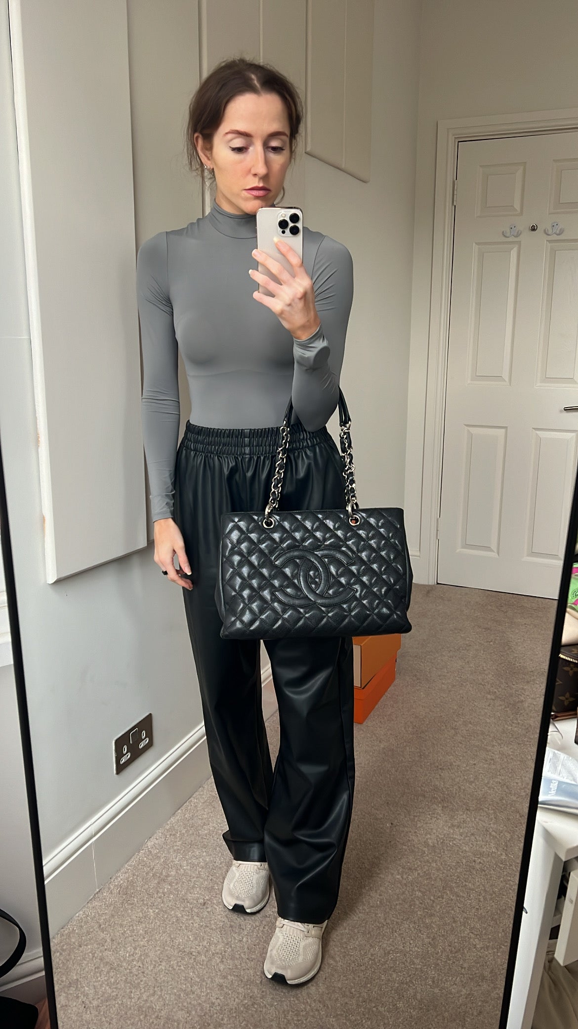 Chanel Black Caviar Grand Shopper Tote  Silver Hardware