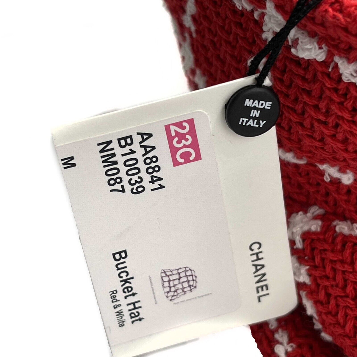 Top Quality Chanel NWT 23C RUNWAY Red White Fantasy Tweed Medium Bucket Hat Medium