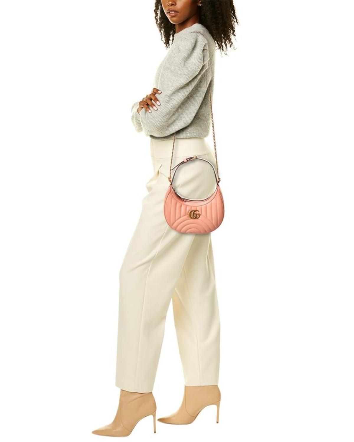 Gucci GG Marmont Half Moon Shaped Mini Leather Crossbody