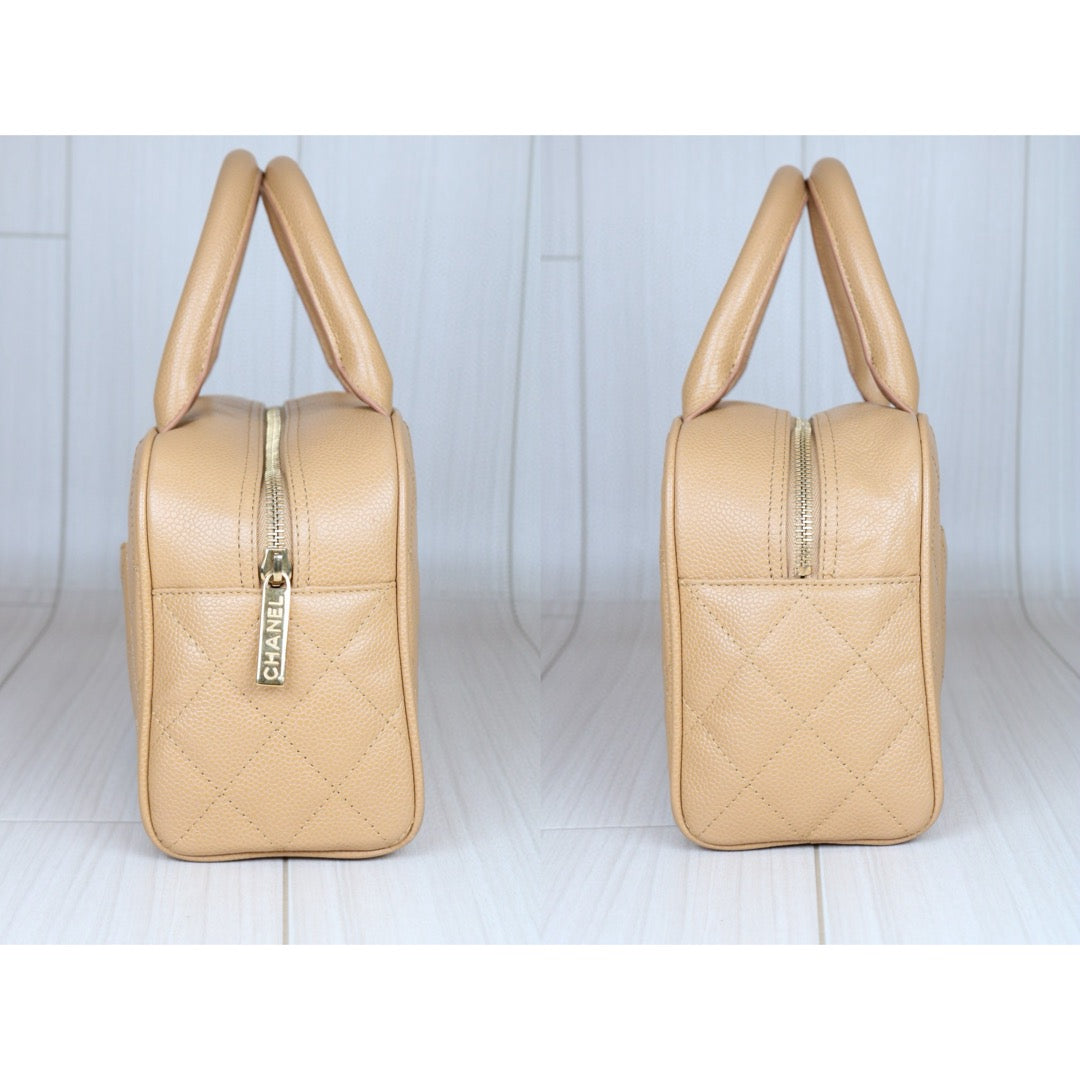 Very Good ( Rank A)｜ CHANEL  Caviar Skin Leather Calf Leather Bowling Bag Hand Bag Made In 2004～2005Year｜S24080804