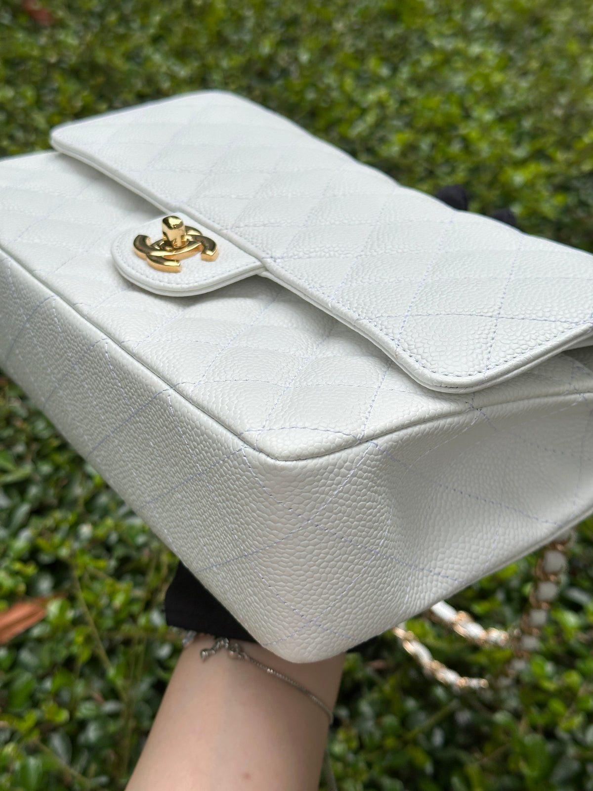 Chanel White Caviar Medium Classic Double Flap Bag