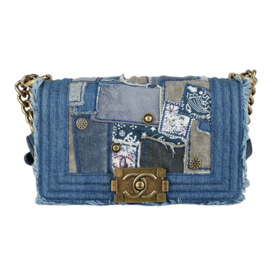Very Good ( Rank A) ｜CHANEL Denim Blue Patch Work Leboy PM Made in 2014-2015 Year｜F25012301