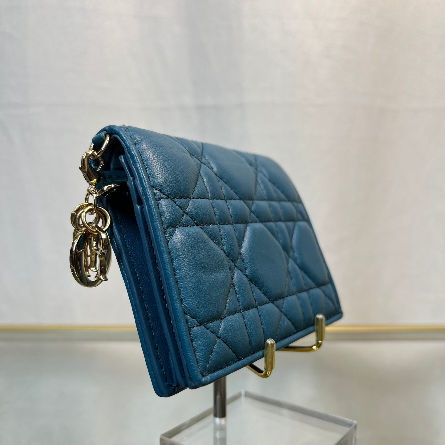 Dior Mini Lady Dior Gardenia Deep Ocean Wallet