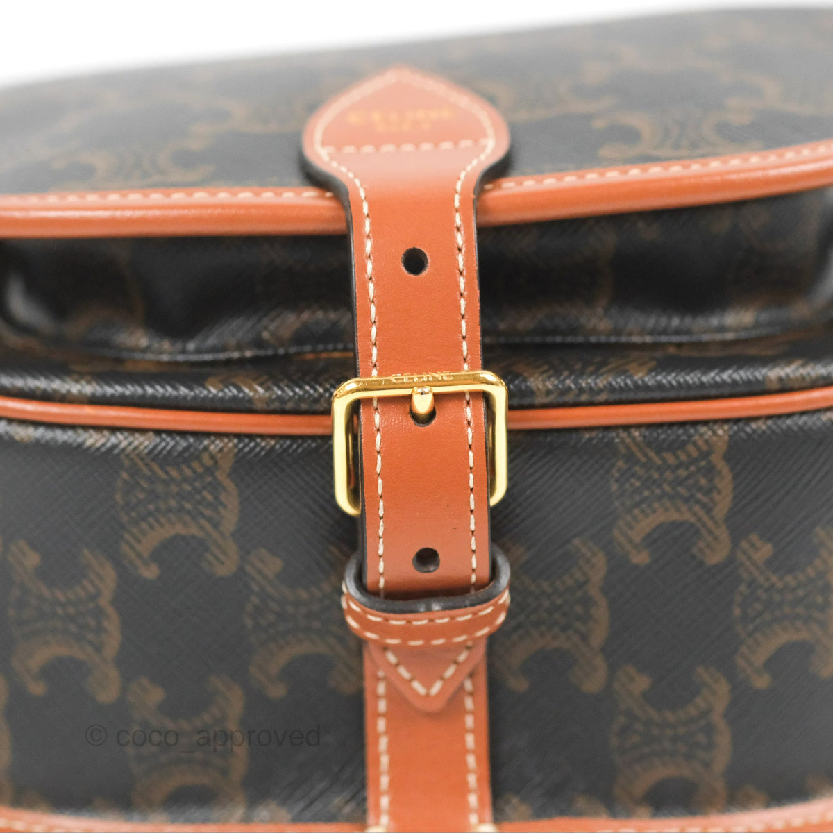 Celine Medium Folco Bag Triomphe Canvas Tan