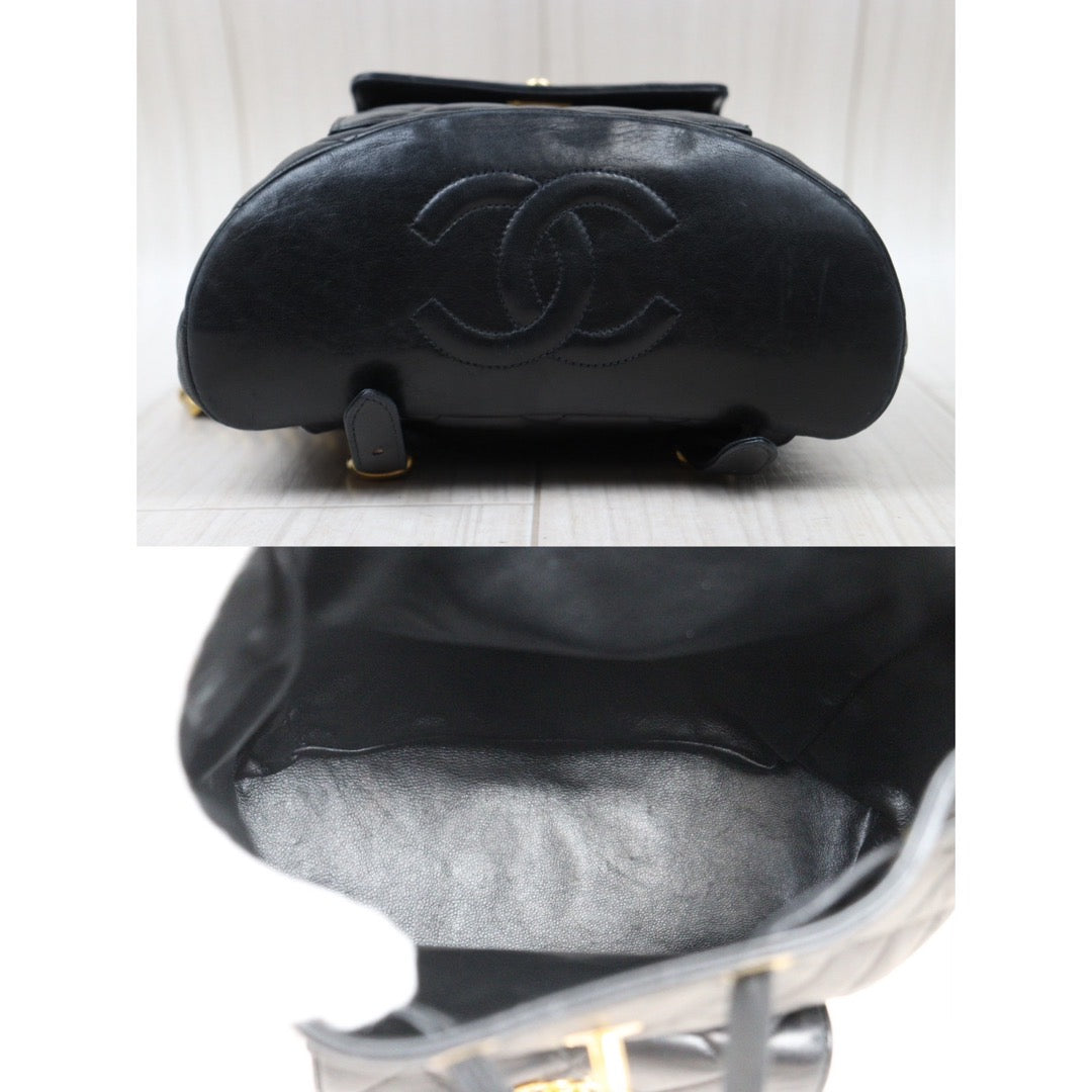 Good ( Rank AB)｜CHANEL  Lamb Skin Duma Backpack  Black Made in 1996-1997 Year｜P24061128