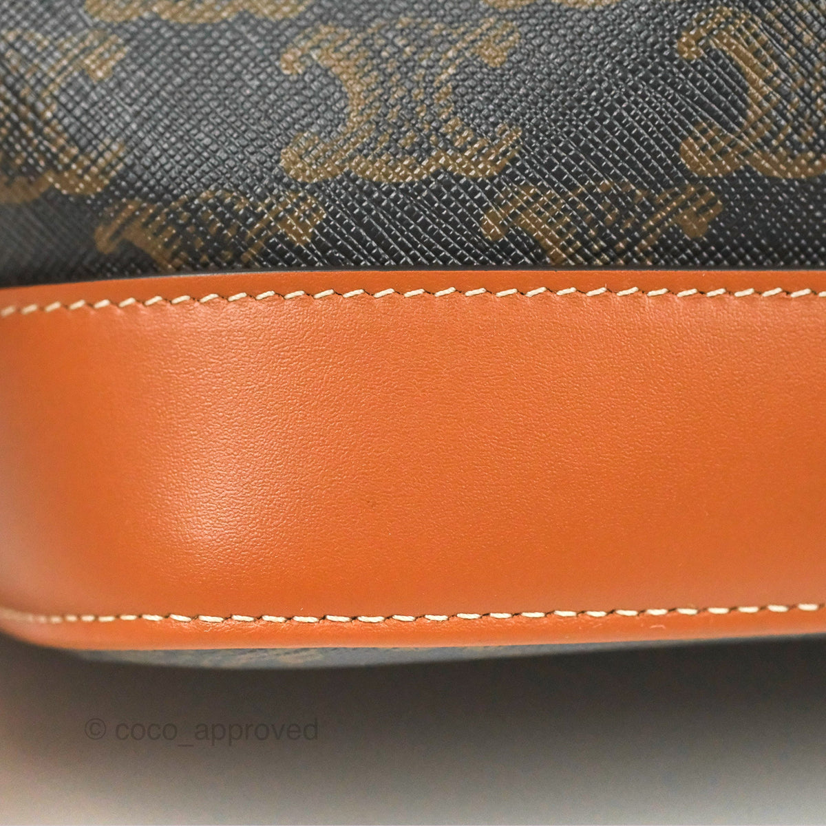 Celine Small Bucket Triomphe Canvas Tan Calfskin