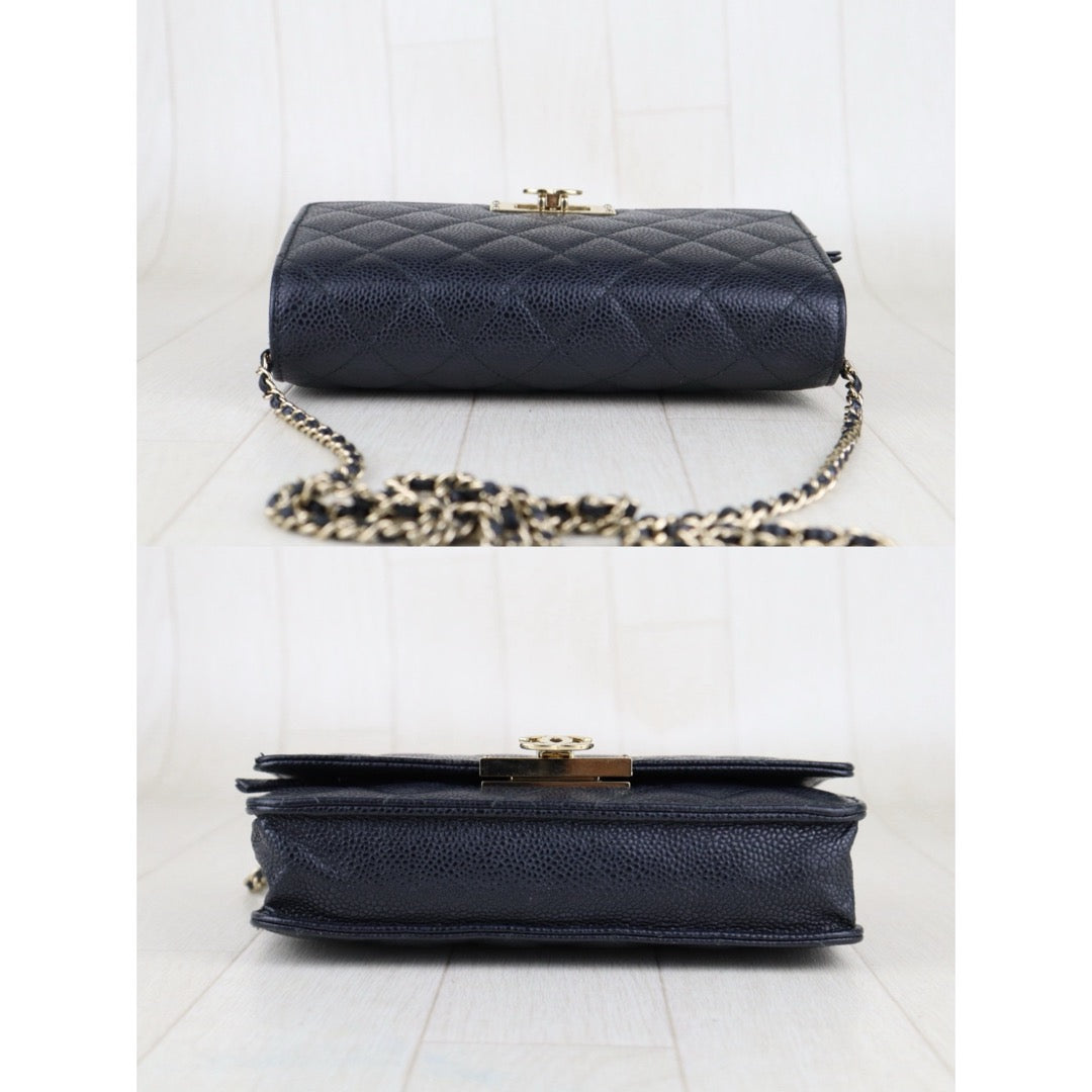 Good ( Rank AB)｜ CHANEL Matelasse Caviar Skin Chain WOC Black  Made in 2018Year ｜H25063007