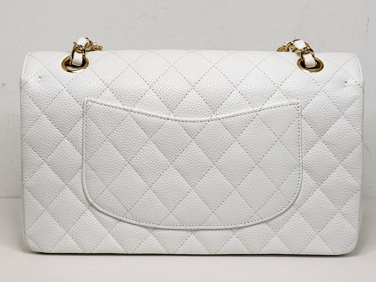 Chanel White Caviar Medium Classic Double Flap Bag 1350 holo card