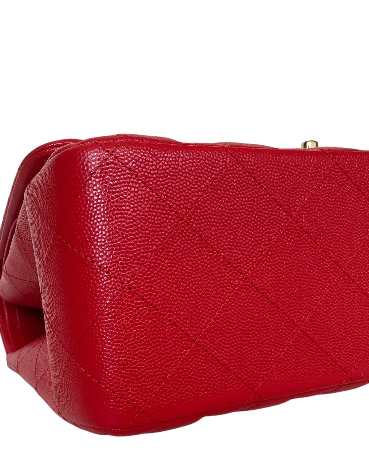 Chanel Red Caviar Leather Quilted Classic Double Flap Jumbo Bag