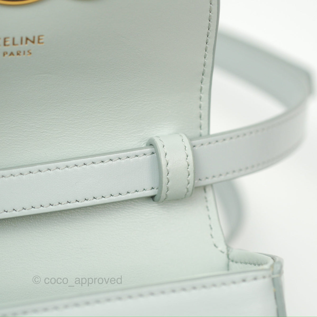 Celine Mini Claude Triomphe Bag Shiny Calfskin Soft Blue