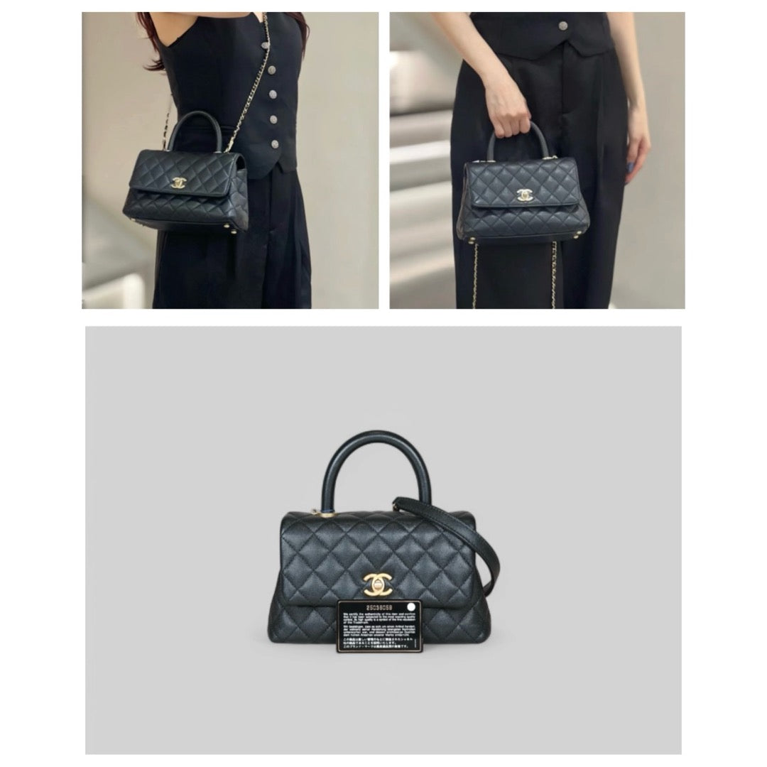 Very Good ( Rank A)｜CHANEL Caviar Skin COCO Hand bag Small Black  Made In 2018Year｜S24073001