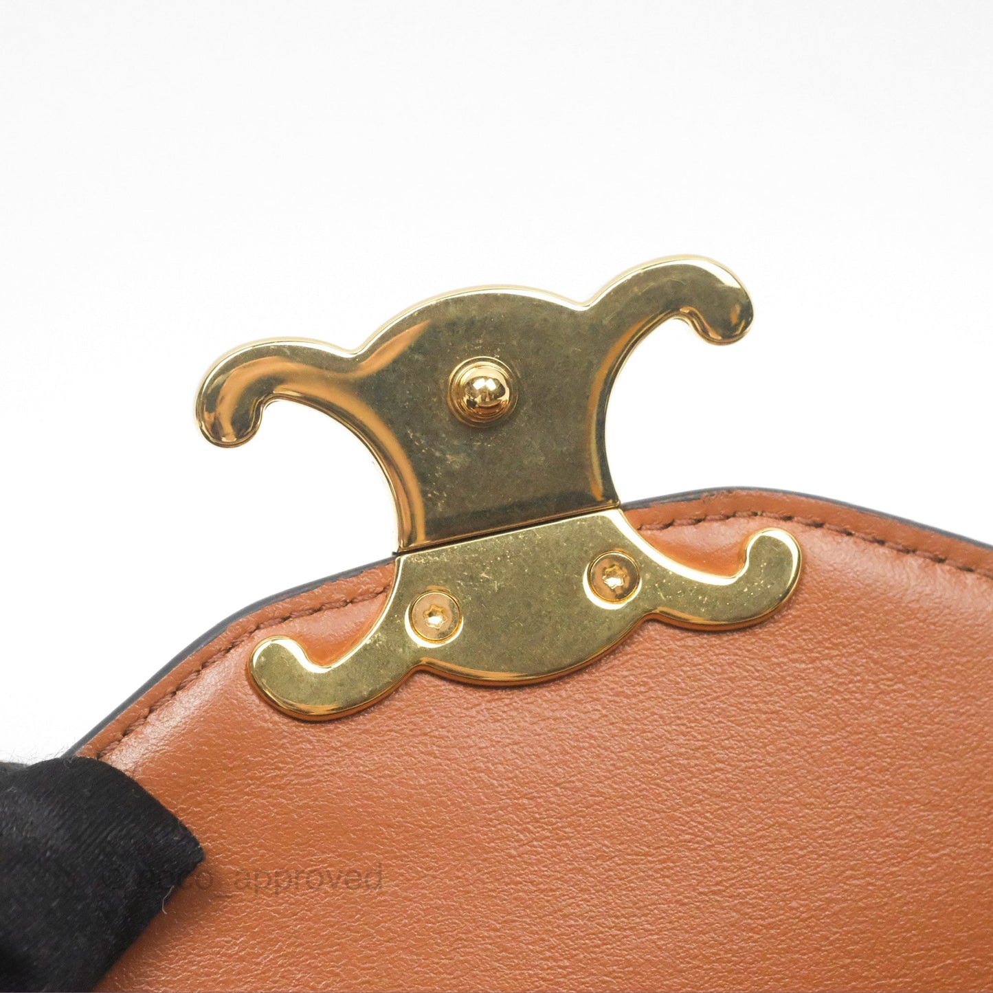 Celine Triomphe Wallet On Chain Canvas Tan Calfskin