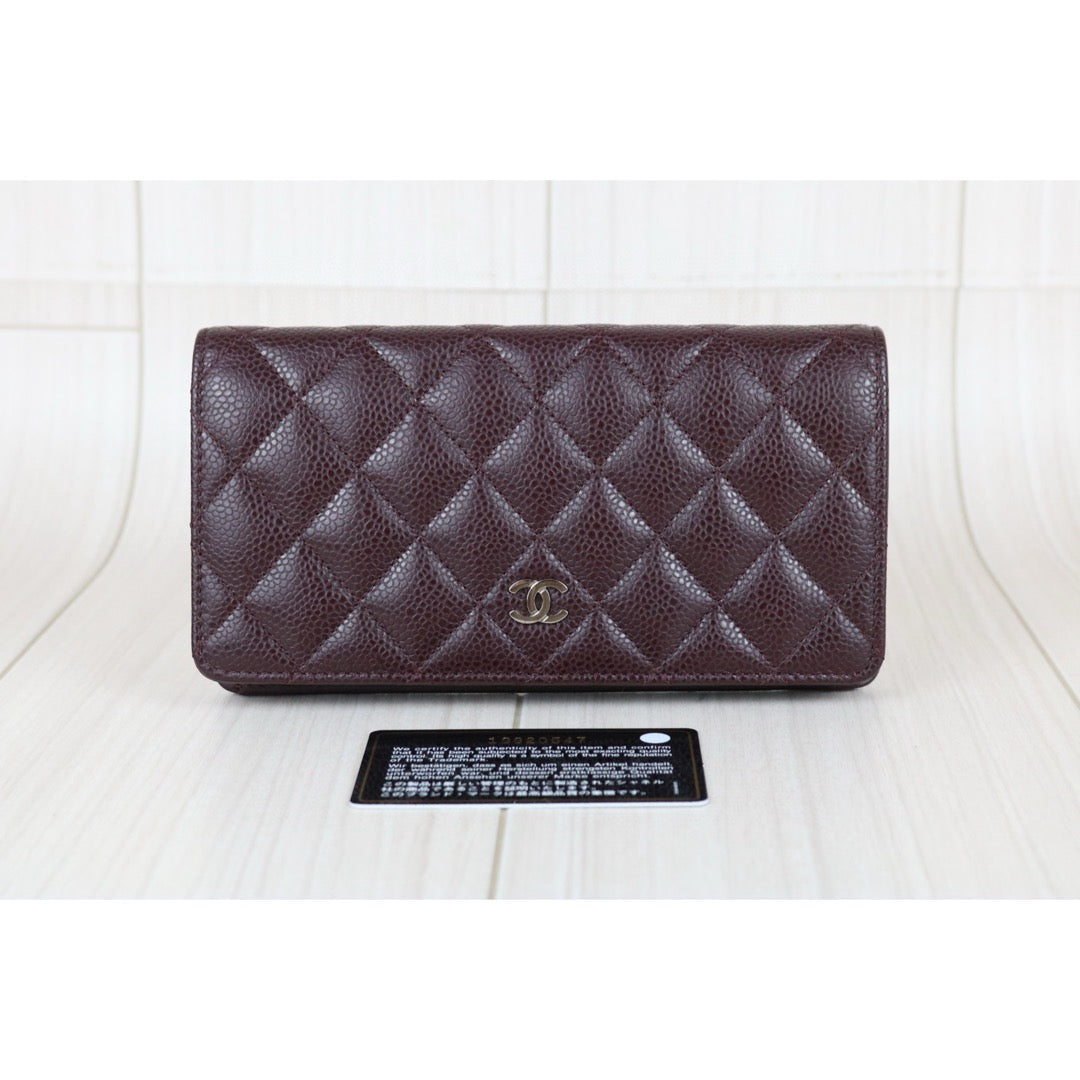 Excellent（Rank SA）｜CHANEL Caviar Skin Brown Long Wallet Made In 2014 Year｜S25031502