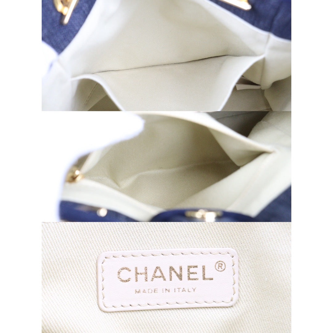 Rank A ｜ CHANEL Canvas Tote Bag Navy Small｜24012520