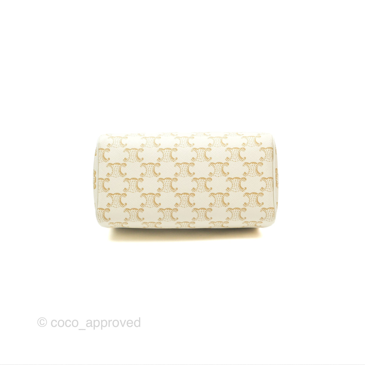 Celine Small Triomphe Canvas Boston Bag White Calfskin