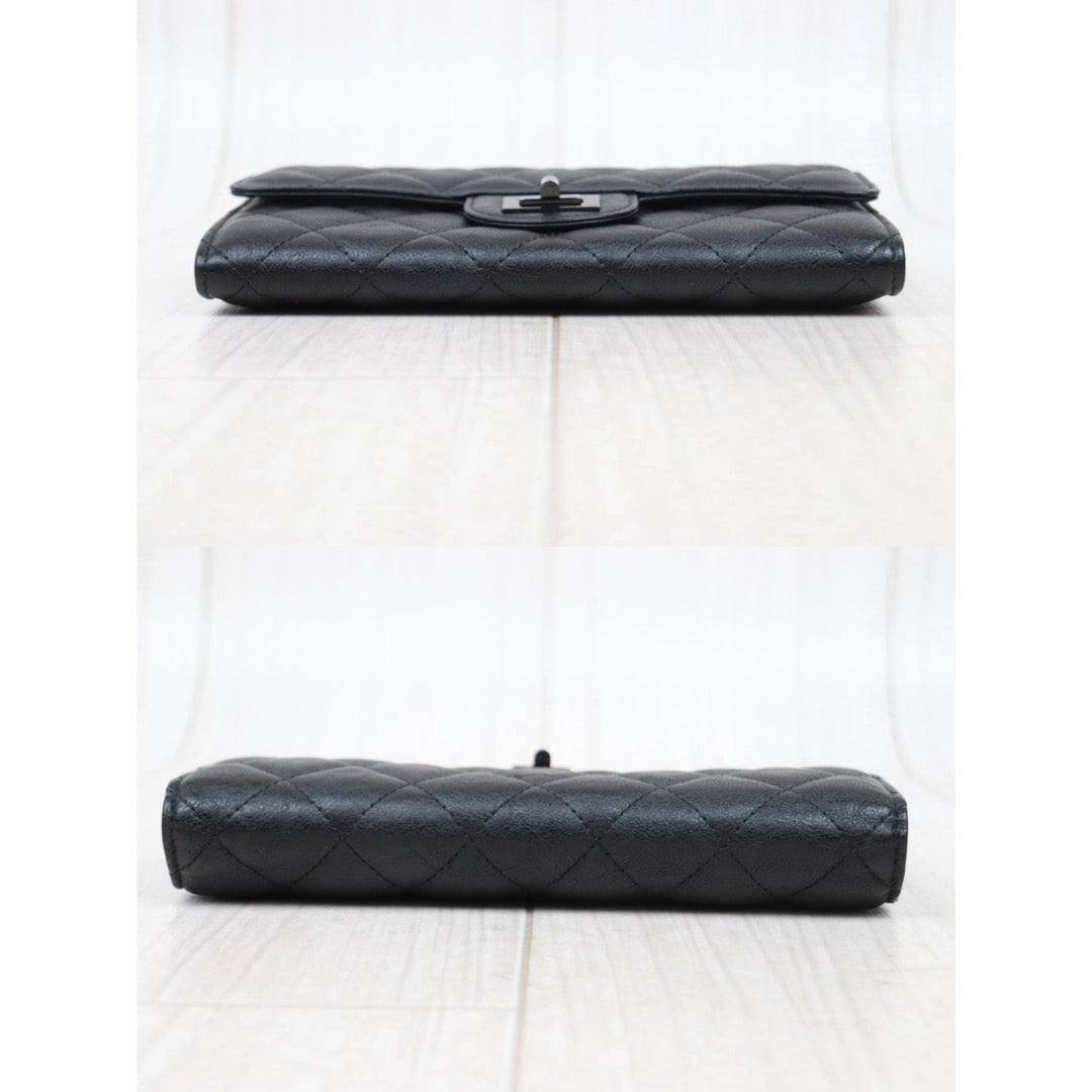Excellent（Rank SA）｜CHANEL Caviar Skin So Black2.55 Black Long Wallet Made In 2016 - 2017 Year｜25030703