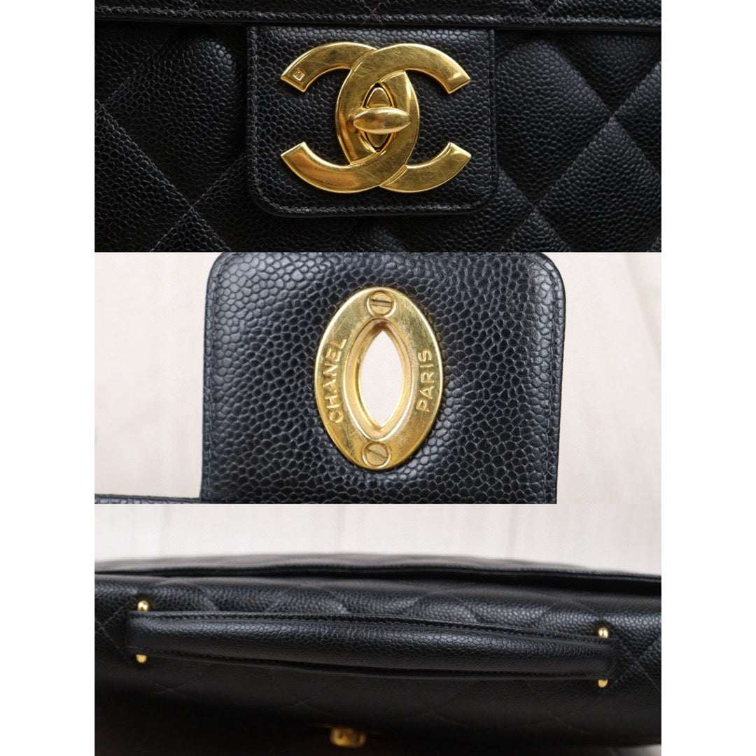 Very Good ( Rank A) ｜CHANEL Caviar Skin Leather Calf Leather  Handbag Black Made In 1996-1997 Year｜S25032628