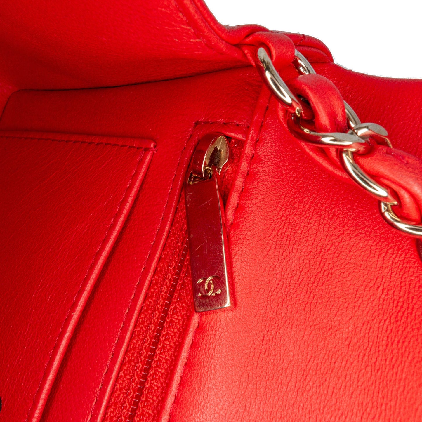 Red Chanel Mini Rectangular Classic Lambskin Single Flap Crossbody Bag