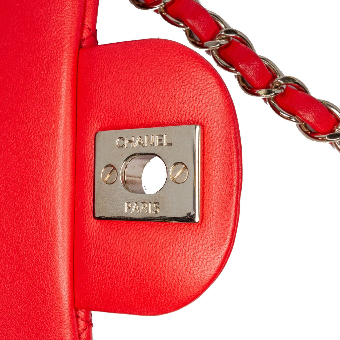 Red Chanel Mini Rectangular Classic Lambskin Single Flap Crossbody Bag