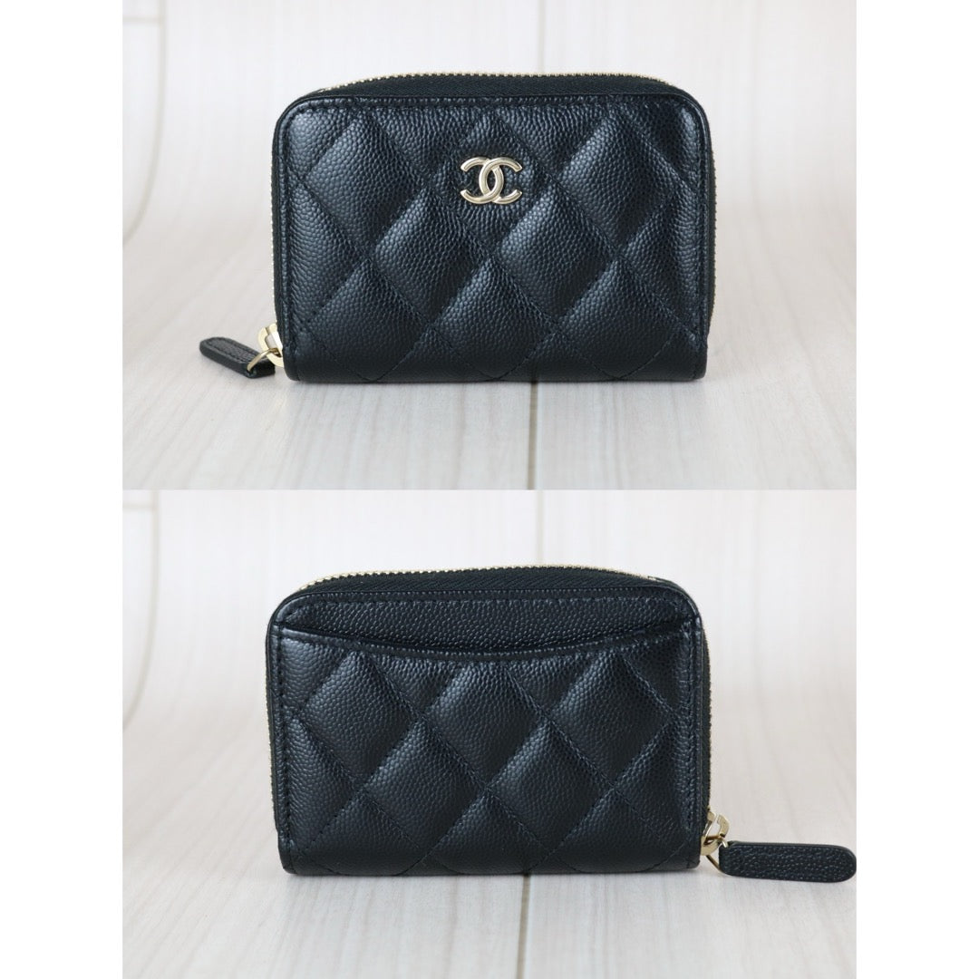 Very Good ( Rank A) ｜CHANEL Caviar Skin Calf Leather Coin Purse Black Made In 2018~2019 Year｜S25063003
