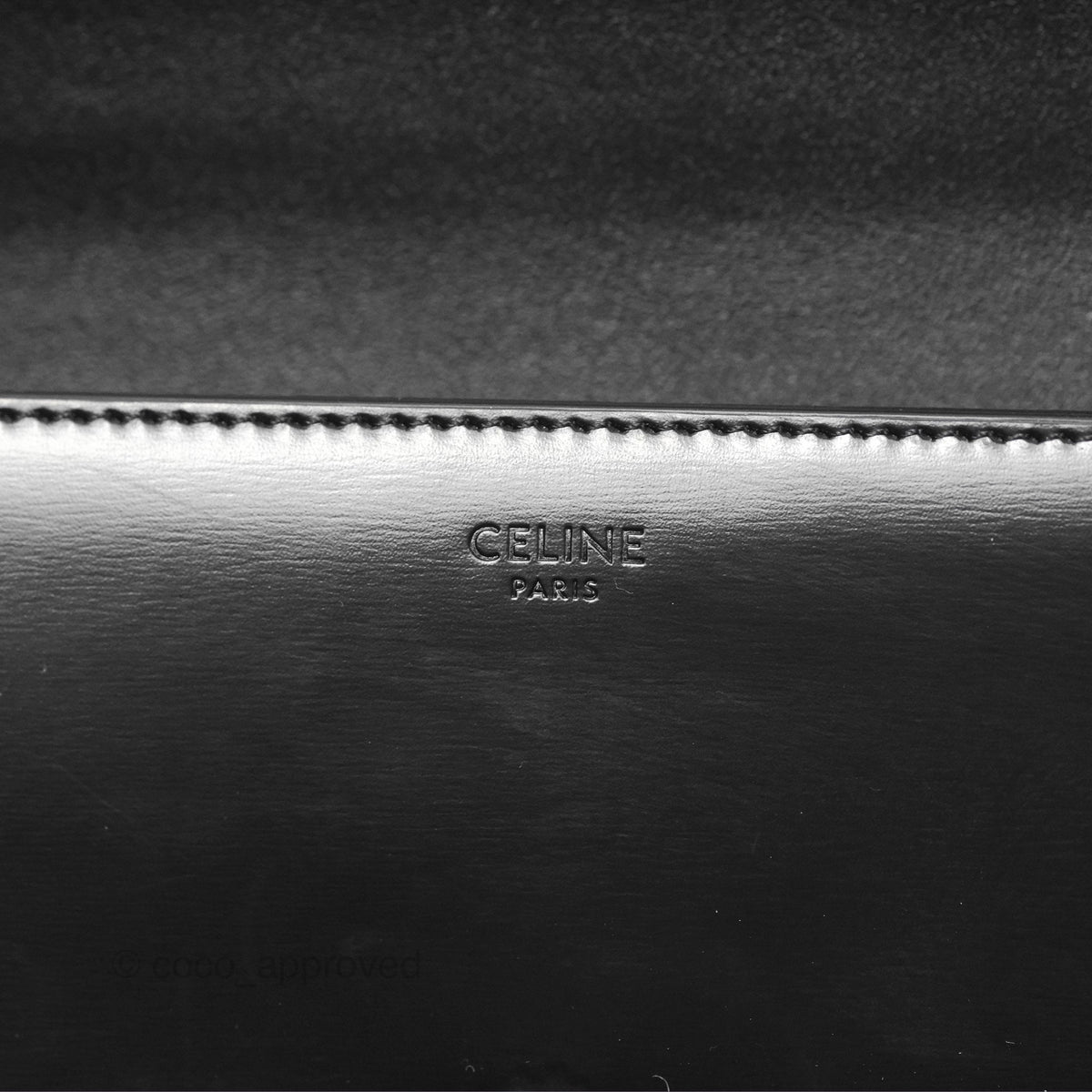 Celine Triomphe Chain Shoulder Bag So Black Shiny Calfskin