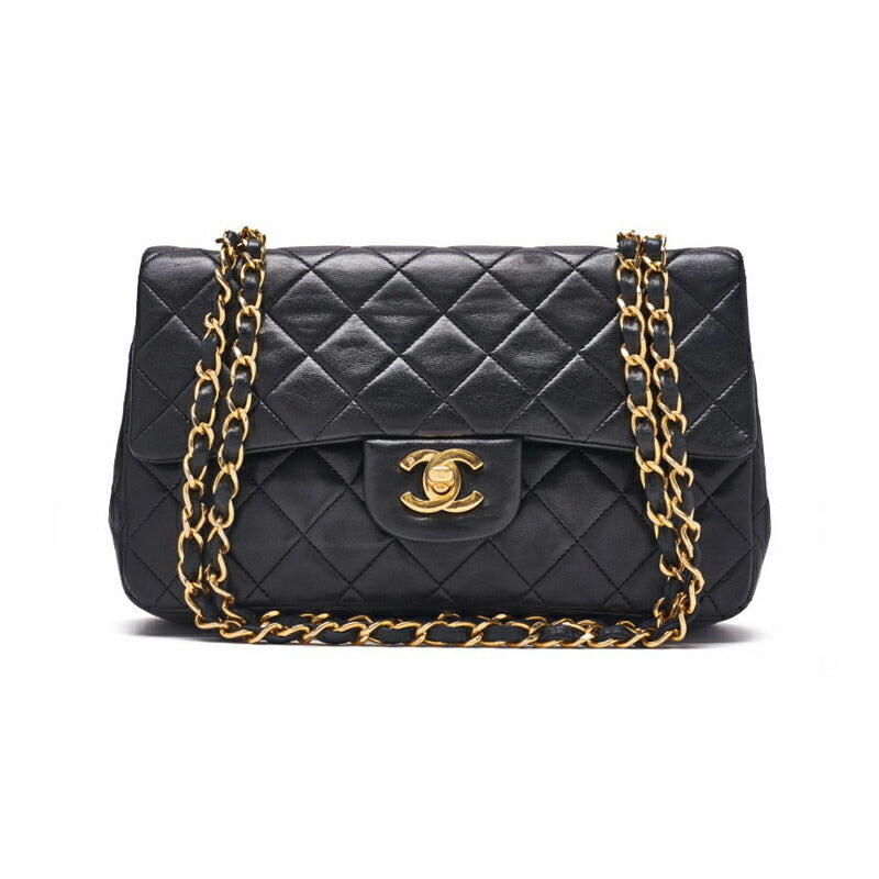 Vintage Chanel Classic Double Flap Shoulder Bag Small Black