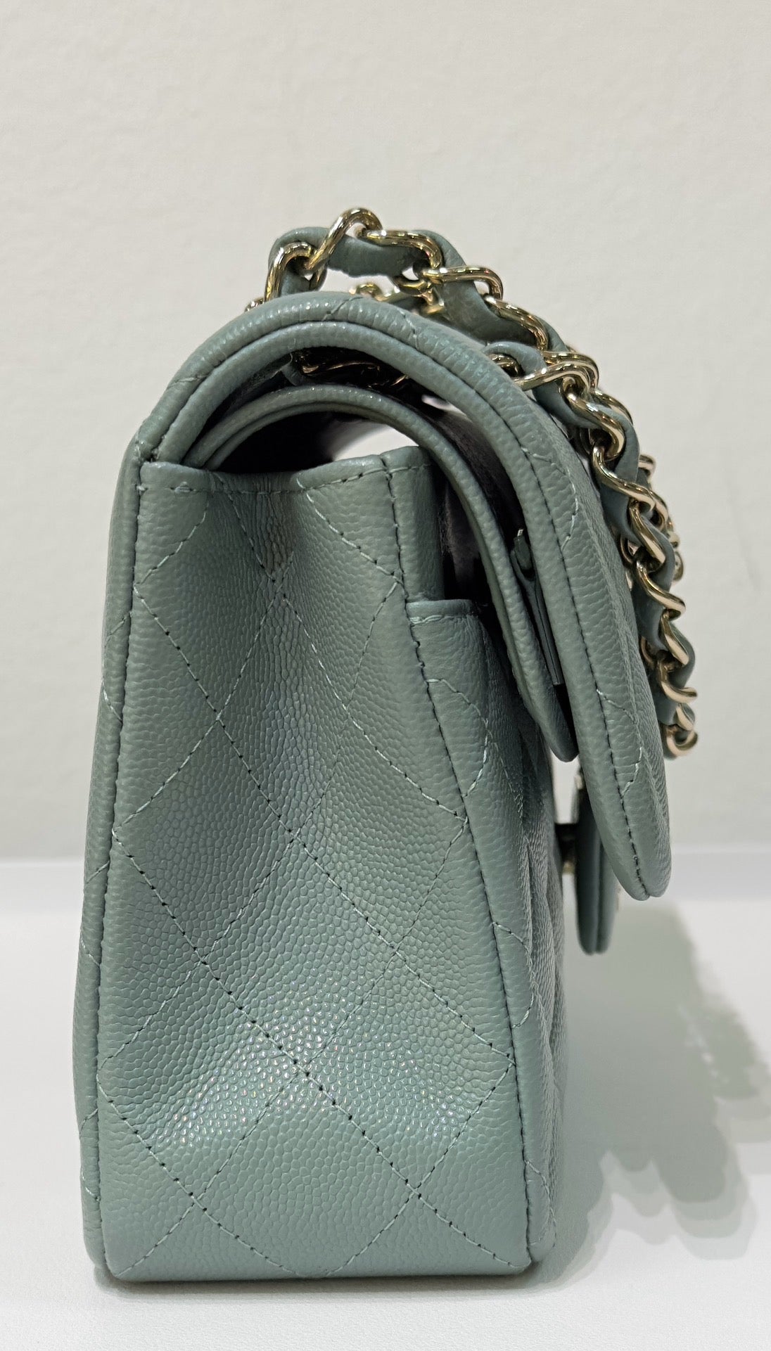 Chanel Small Caviar Quilted Double Flap Dark Green 22C