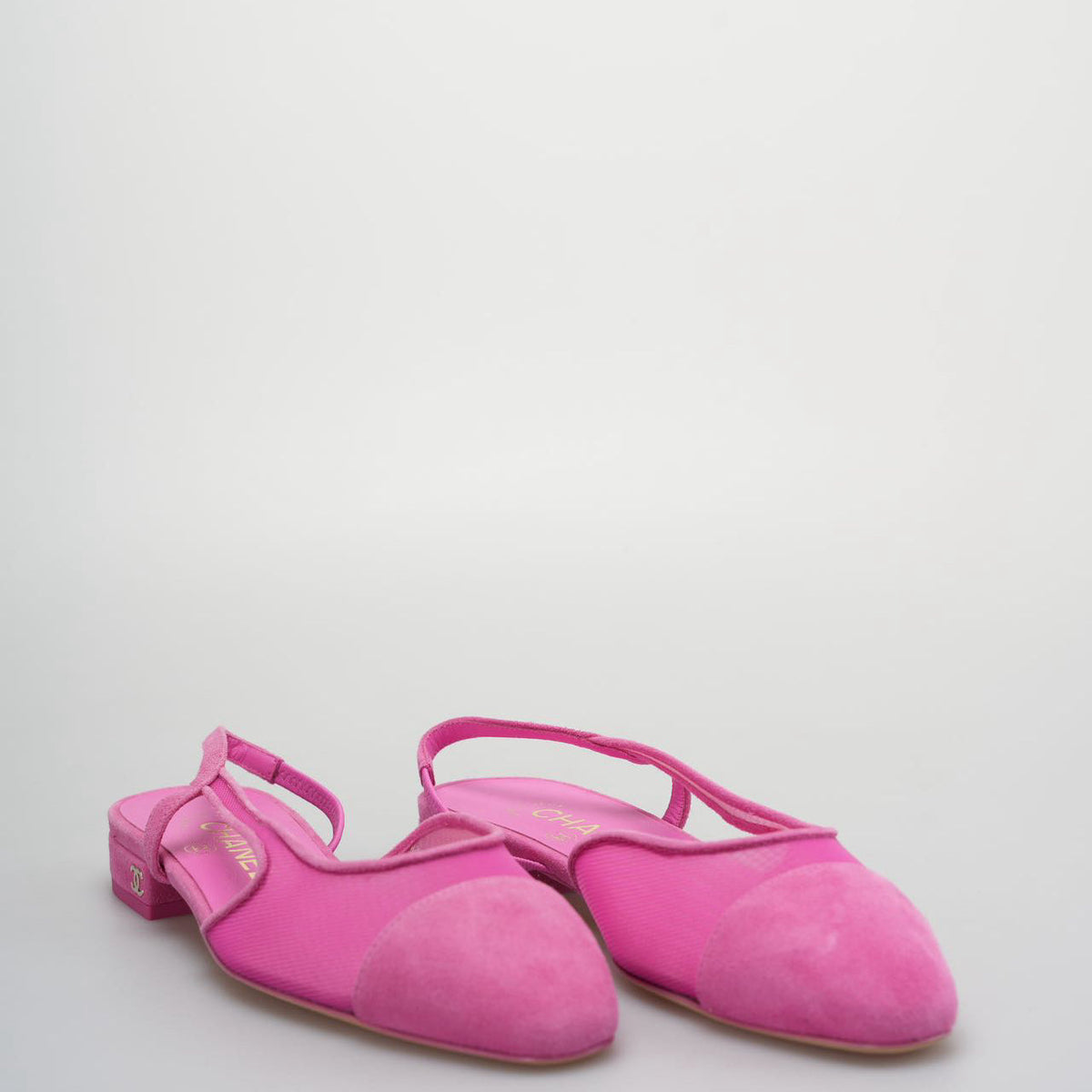 Chanel Slingback Suede  Ballet  Flats in Pink  Size 35.5