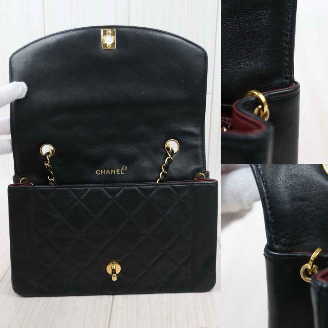 Good ( Rank AB)｜ CHANEL Matrasse Diana 25 Lamb Skin  Chain Bag Made in 1991-1994 Year｜P25031406