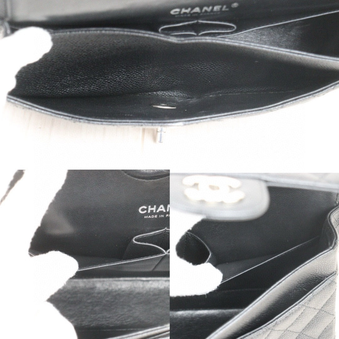 Very Good ( Rank A) ｜ CHANEL Caviar Skin Matrasse Double Flap 25 Shoulder Bag Black Made In 2009-2010 Year  ｜W24120604