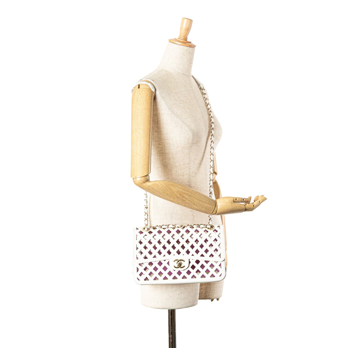 White Chanel Large Calfskin See Through Flap Crossbody Bag
