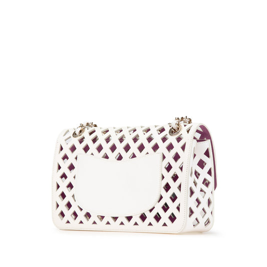 White Chanel Large Calfskin See Through Flap Crossbody Bag