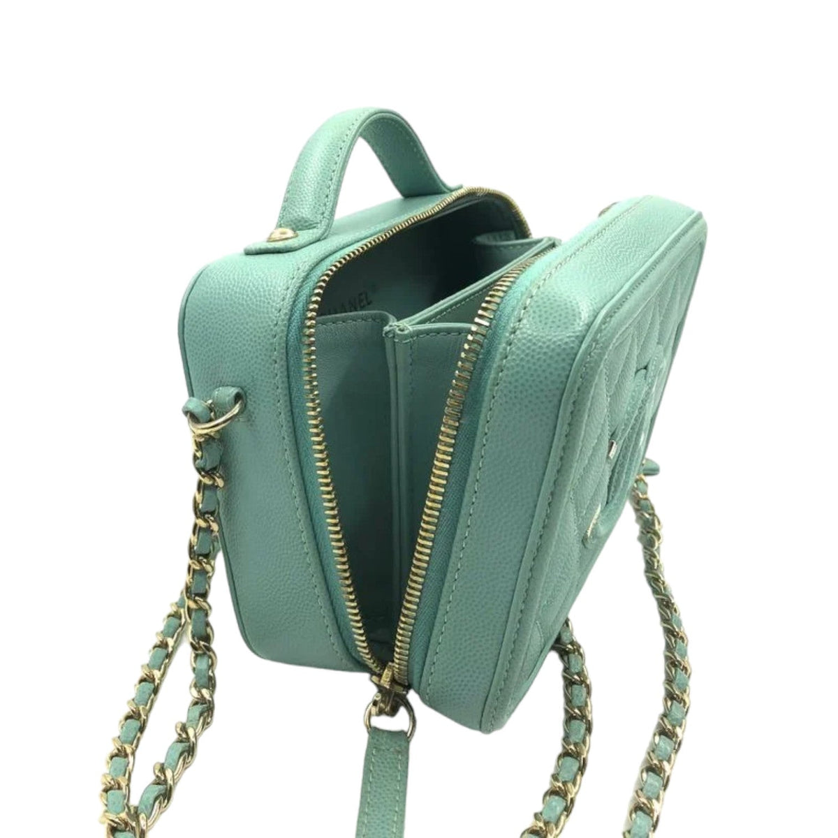 CC Filigree Vanity Case Small Caviar Tiffany Blue GHW