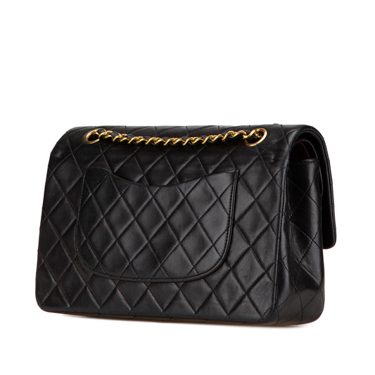 Black Chanel Medium Classic Lambskin Double Flap Shoulder Bag