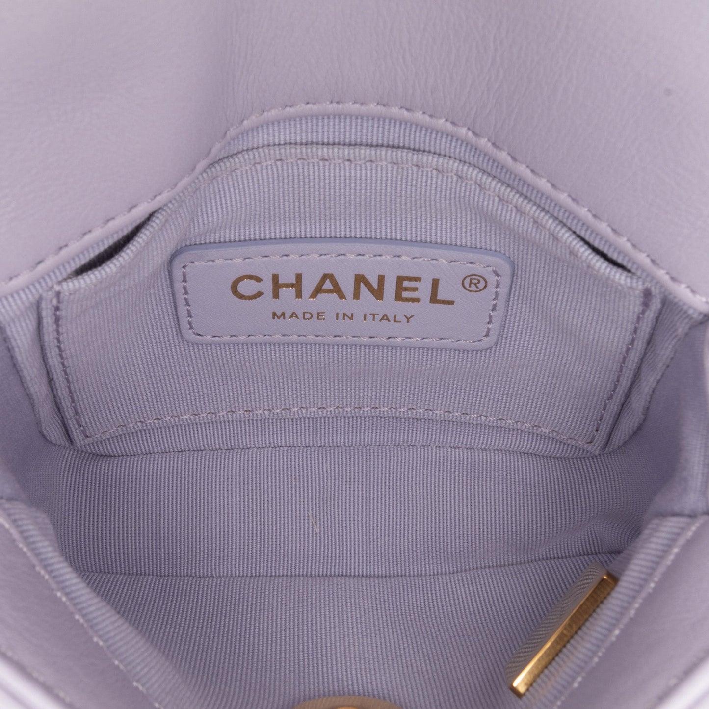 Purple Chanel Mini Quilted Calfskin Framing Chain Flap Crossbody Bag