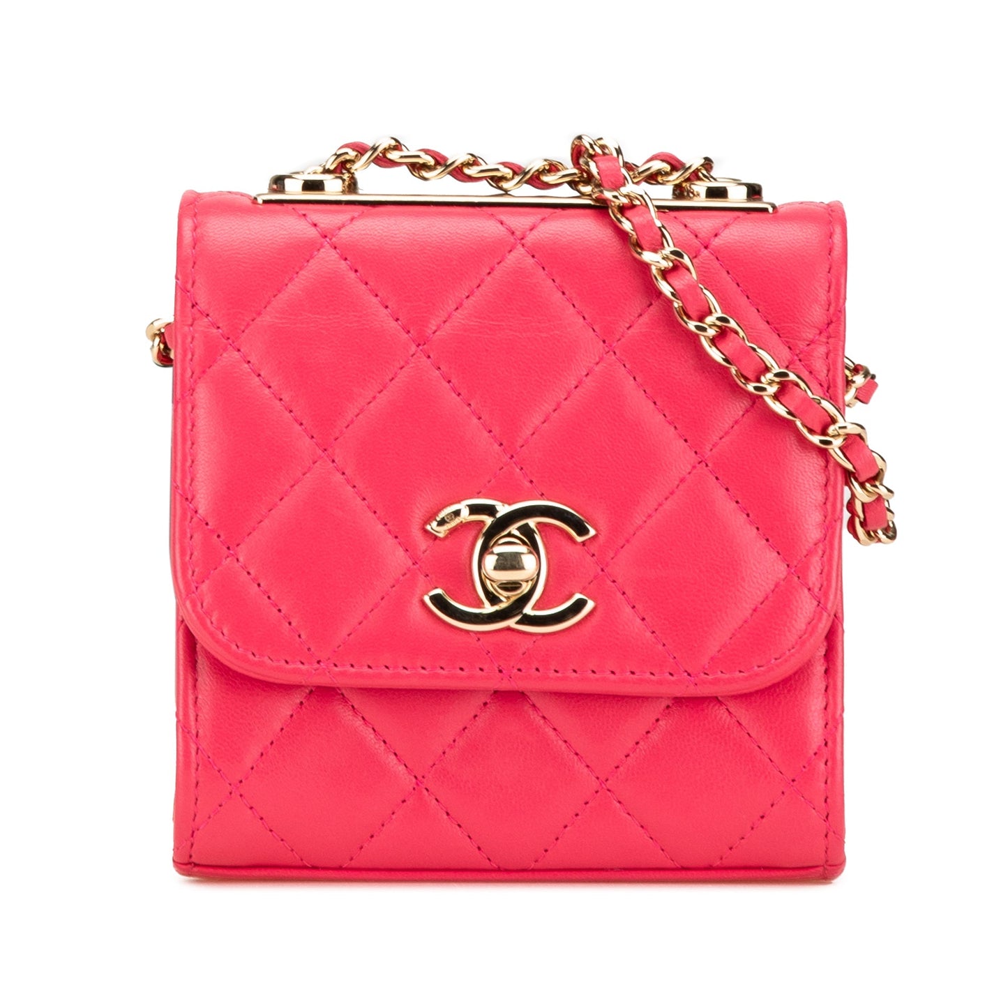 Pink Chanel Mini Lambskin Trendy CC Clutch With Chain Crossbody Bag
