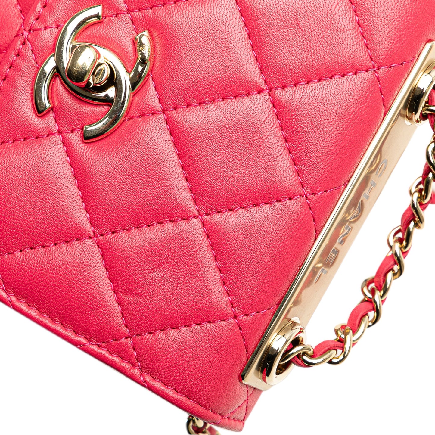 Pink Chanel Mini Lambskin Trendy CC Clutch With Chain Crossbody Bag