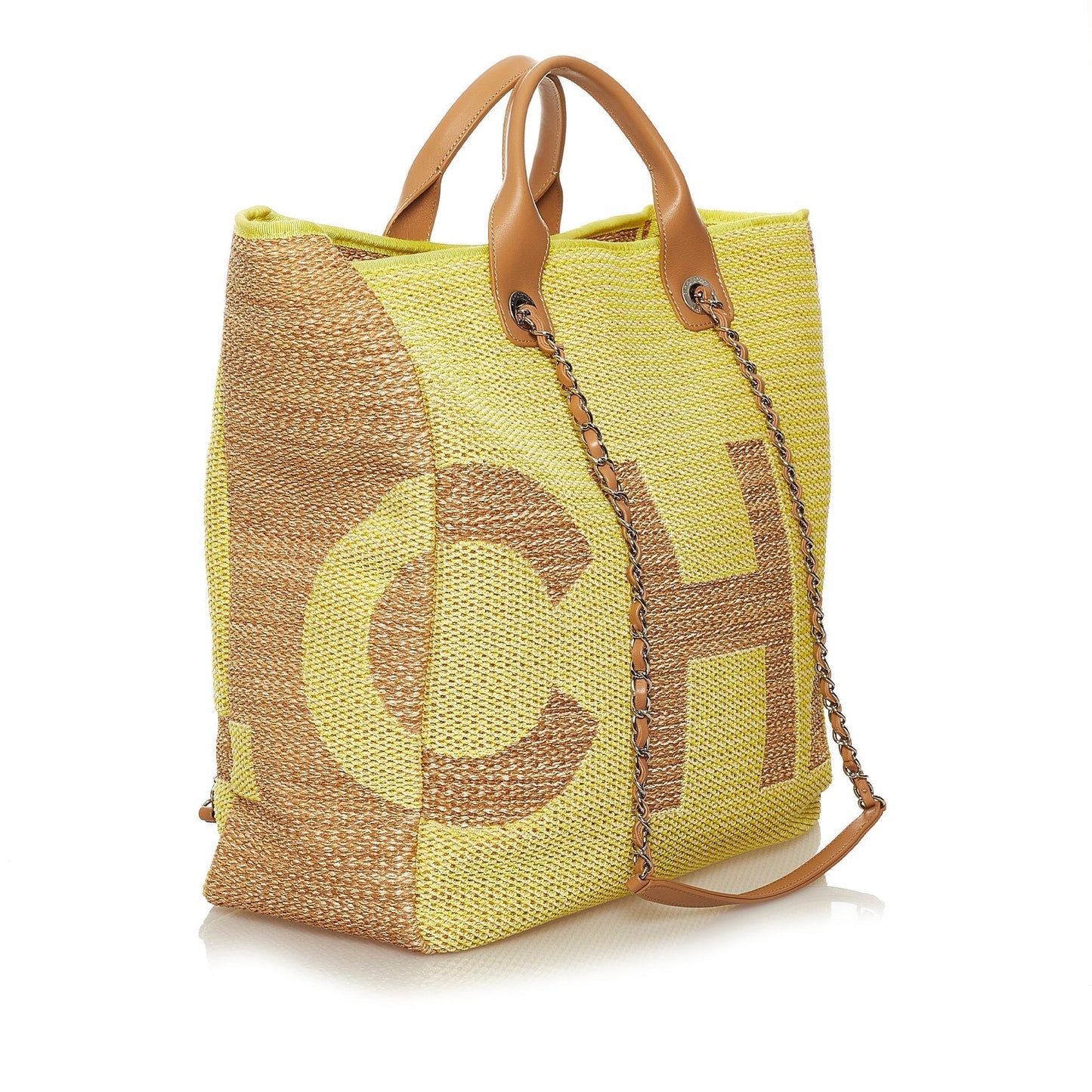 Chanel 2019 Large Deauville Logo Chain Tote Satchel