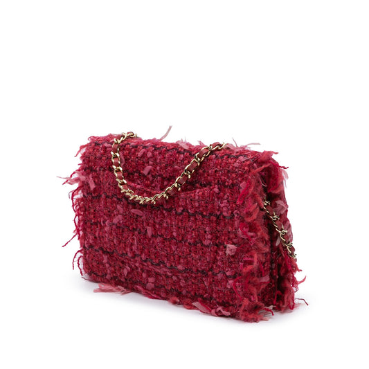 Red Chanel CC Tweed Wallet On Chain Crossbody Bag
