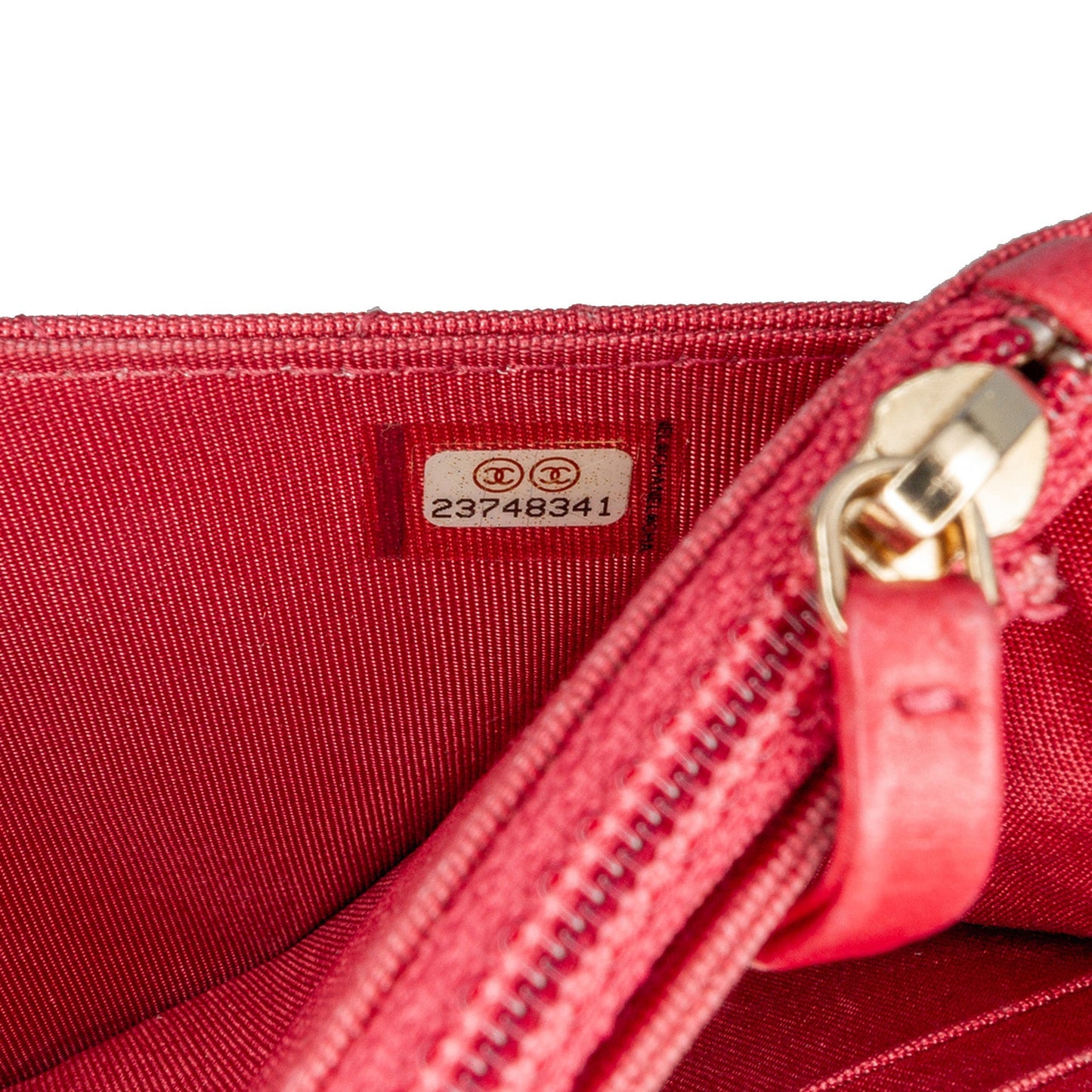 Red Chanel CC Tweed Wallet On Chain Crossbody Bag