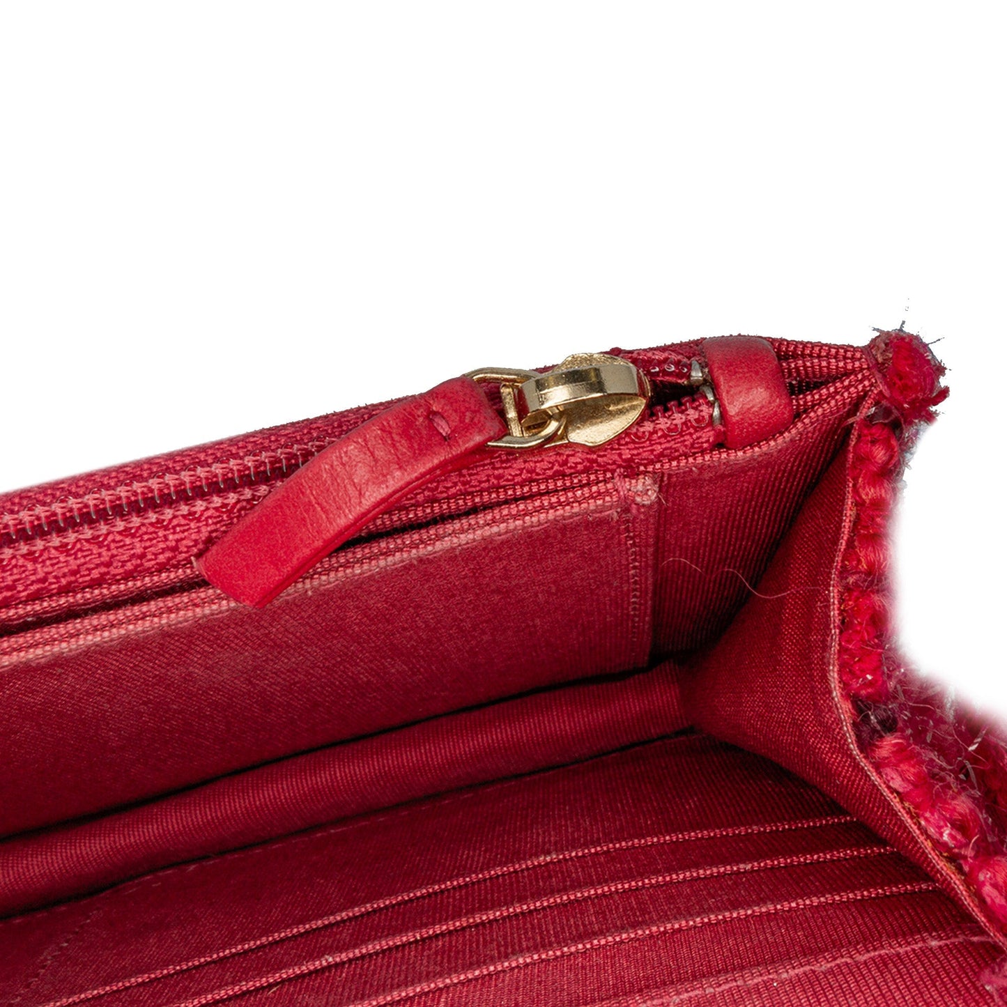 Red Chanel CC Tweed Wallet On Chain Crossbody Bag