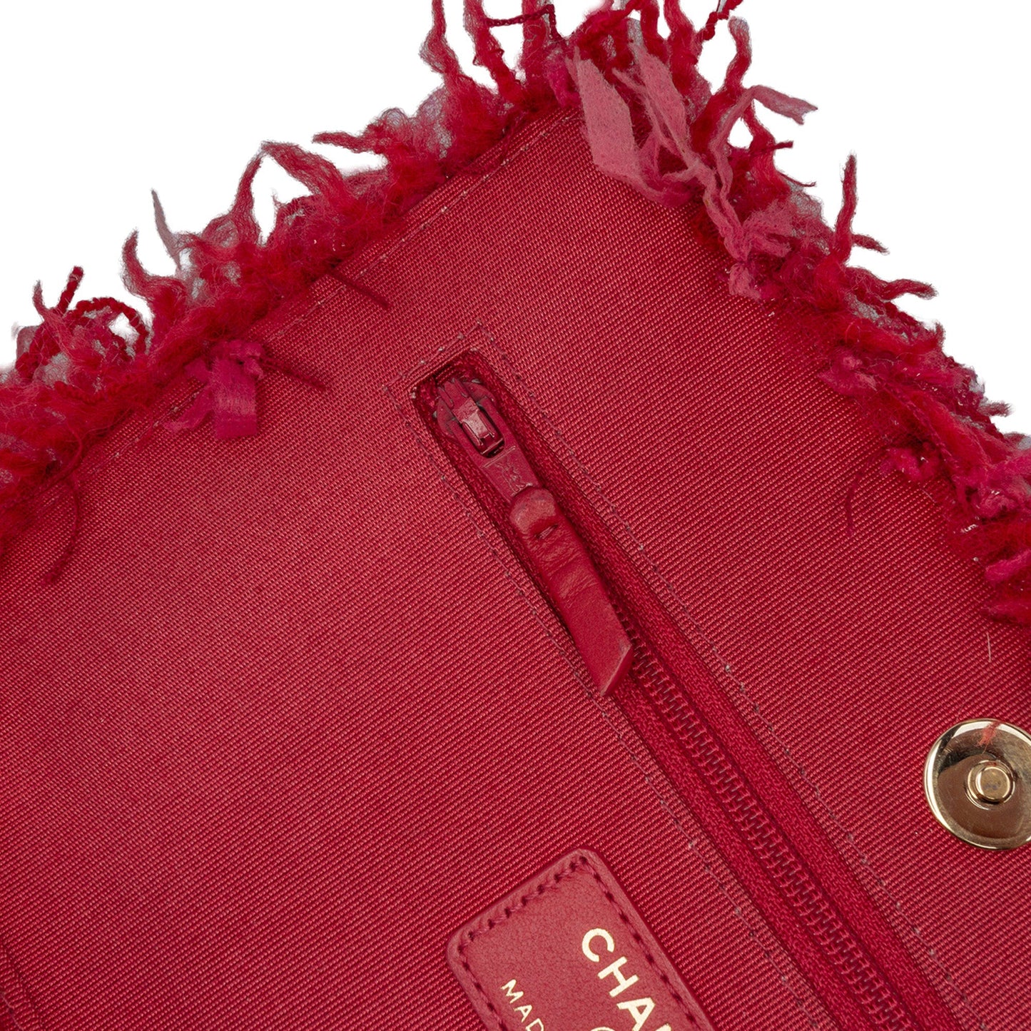 Red Chanel CC Tweed Wallet On Chain Crossbody Bag