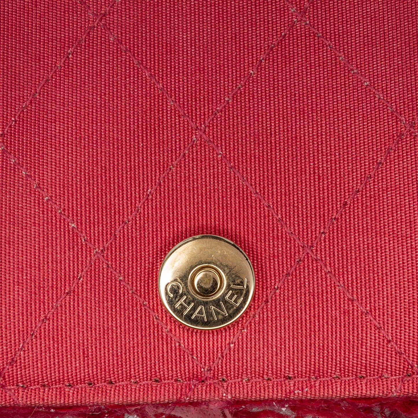 Red Chanel CC Tweed Wallet On Chain Crossbody Bag