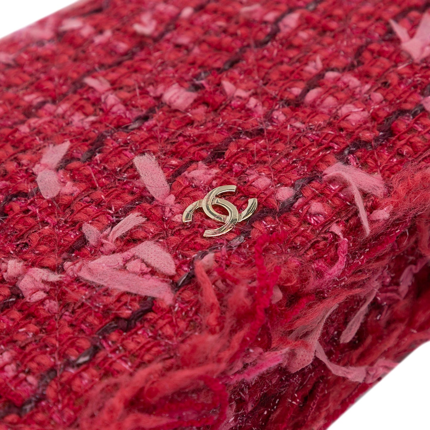 Red Chanel CC Tweed Wallet On Chain Crossbody Bag