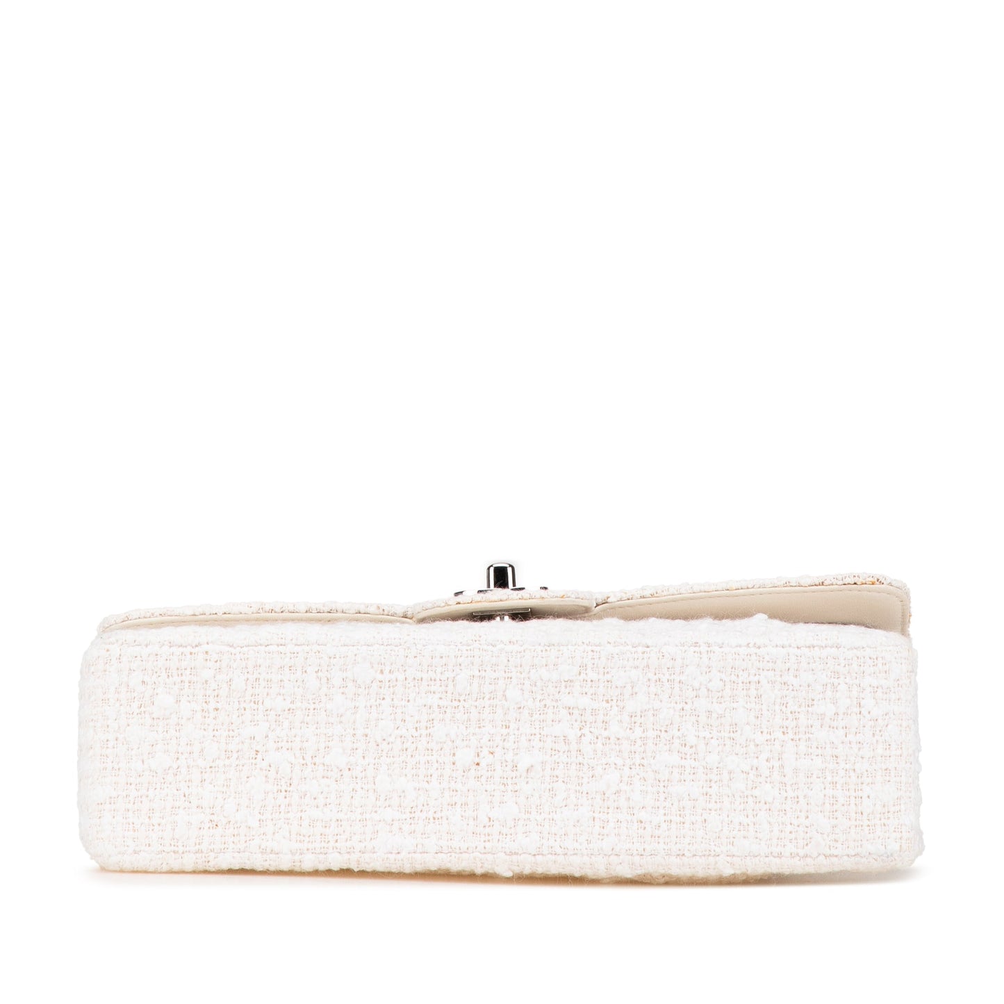 White Chanel Medium Classic Tweed Double Flap Shoulder Bag
