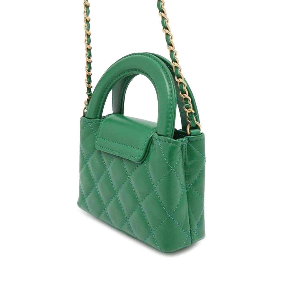Green Chanel Nano Aged Calfskin Kelly Shopper Bag Satchel